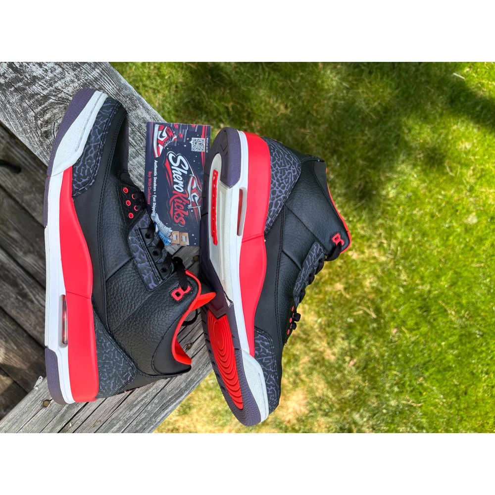Jordan 3 Retro Crimson Black Bright Crimson Canyon Purple 136064-005 Mens 13 - Picture 3 of 8